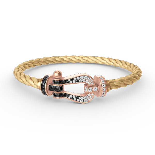 [Love More]FORCE LARGE HORSESHOE BLACK WHITE DIAMOND BRACELET ROSE GOLD