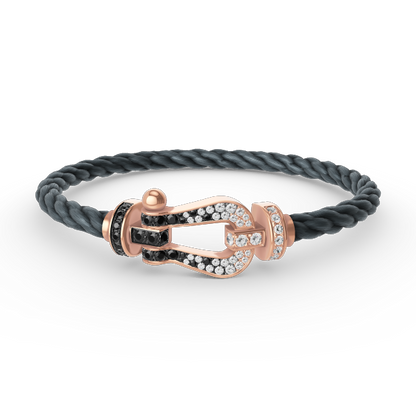 [Love More]FORCE LARGE HORSESHOE BLACK WHITE DIAMOND BRACELET ROSE GOLD