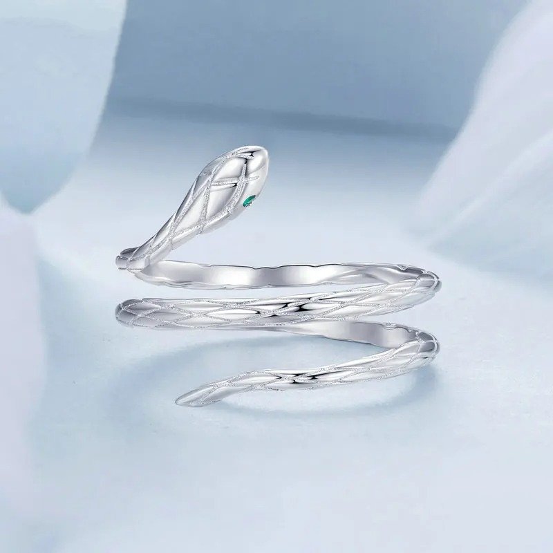 Sterling Silver Serpent Adjustable Ring