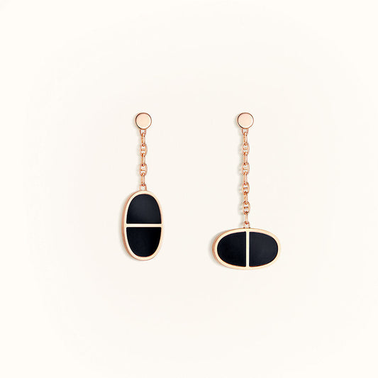 [Love More]CHAINE VERSO BLACK CERAMIC EARRINGS