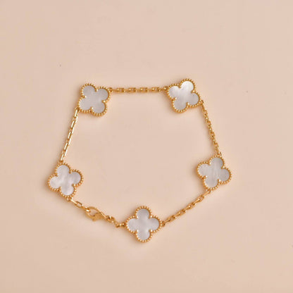 [Love More]CLOVER  5 MOTIF WHITE MOP BRACELET