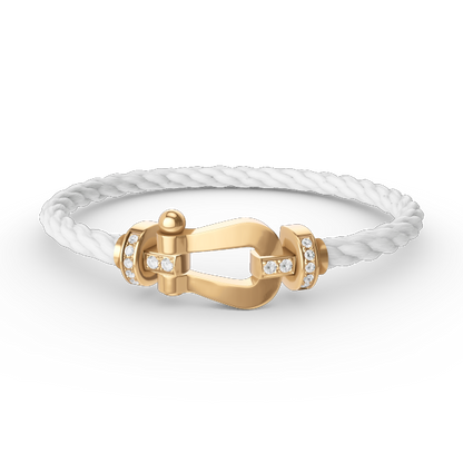 [Love More]FORCE LARGE HORSESHOE HALF DIAMOND BRACELET GOLD