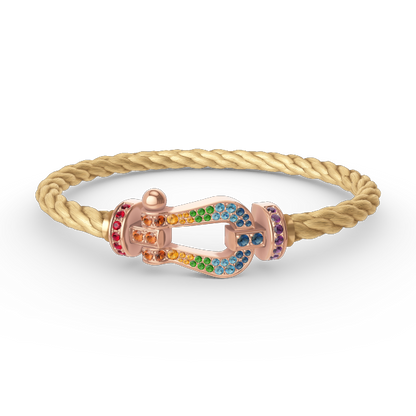 [Love More]FORCE LARGE HORSESHOE  COLORED DIAMOND BRACELET ROSE GOLD