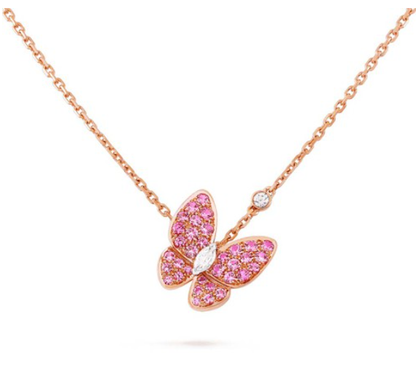 [Love More]BUTTERFLY RED DIAMOND ROSE GOLD NECKLACE