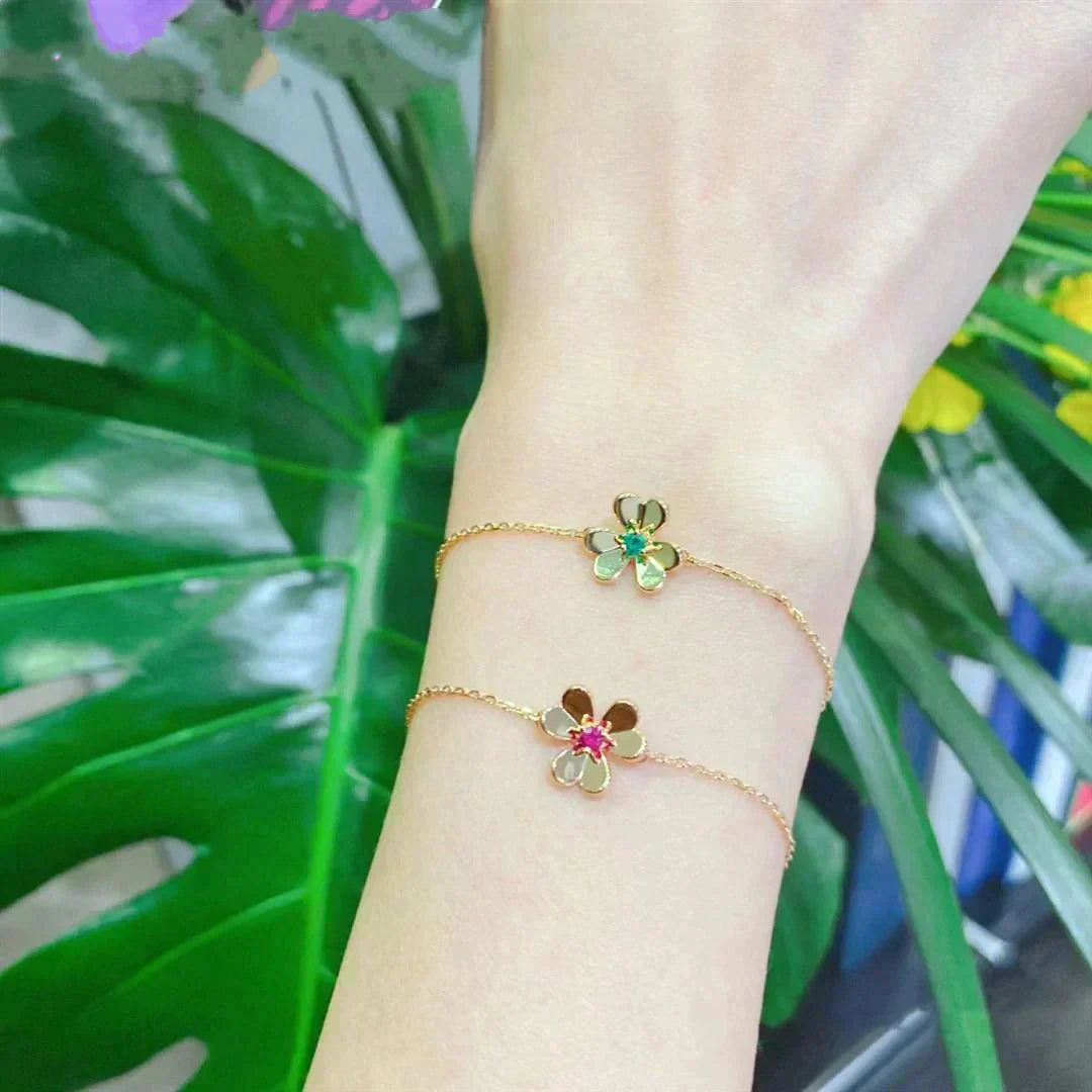 [Love More]FRIVOLE GOLD FLOWER PINK MALACHITE BRACELET