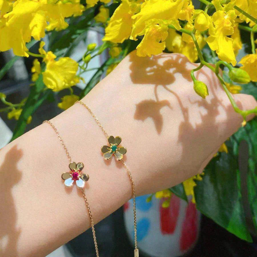 [Love More]FRIVOLE GOLD FLOWER PINK MALACHITE BRACELET