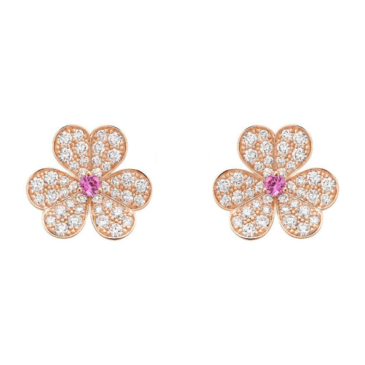 [Love More]FRIVOLE PINK GOLD FLOWER DIAMOND EARRINGS