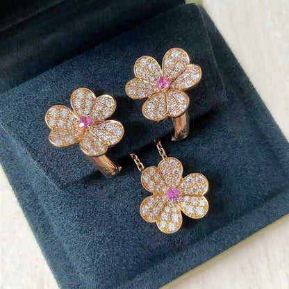 [Love More]FRIVOLE PINK GOLD FLOWER DIAMOND EARRINGS