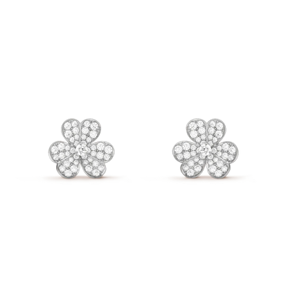 [Love More]FRIVOLE SILVER FLOWER DIAMOND EARRINGS