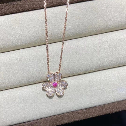 [Love More]FRIVOLE ROSE GOLD FLOWER DIAMOND NECKLACE