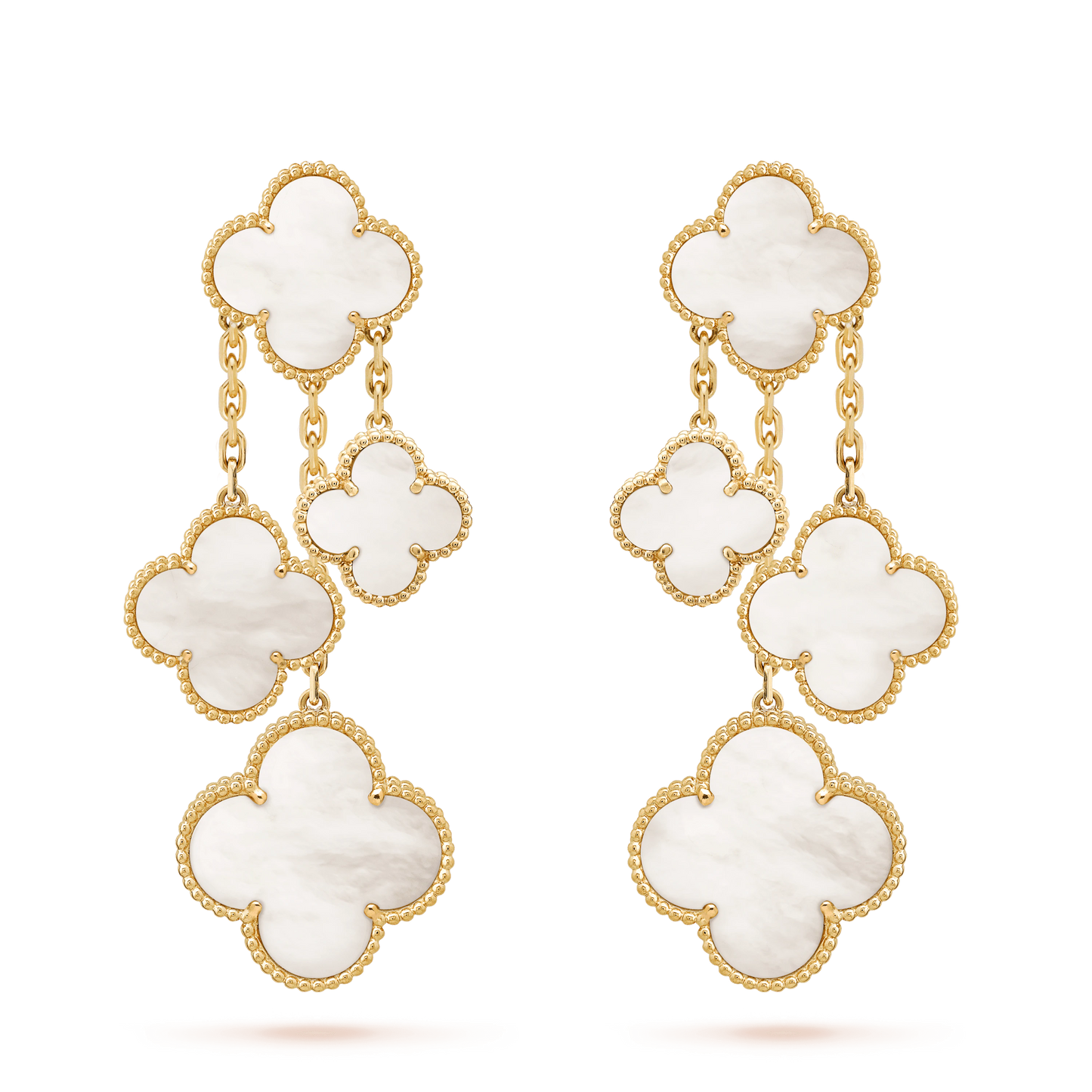 [Love More]CLOVER EARRINGS WHITE MOP 4 MOTIFS GOLD