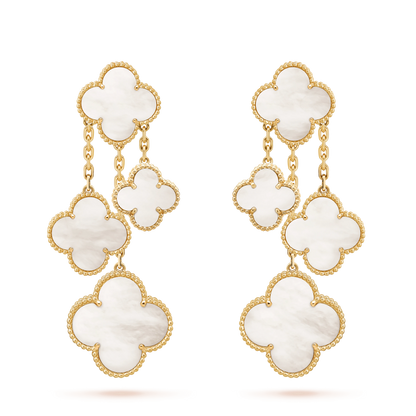 [Love More]CLOVER EARRINGS WHITE MOP 4 MOTIFS GOLD