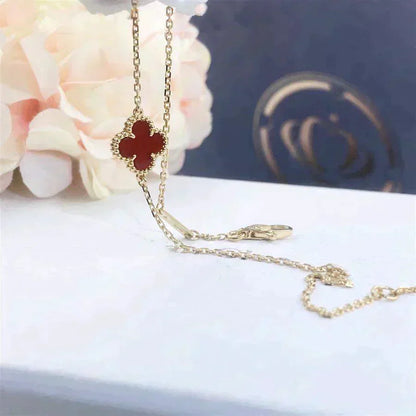 [Love More]CLOVER  CARNELIAN SINGLE FLOWER BRACELET