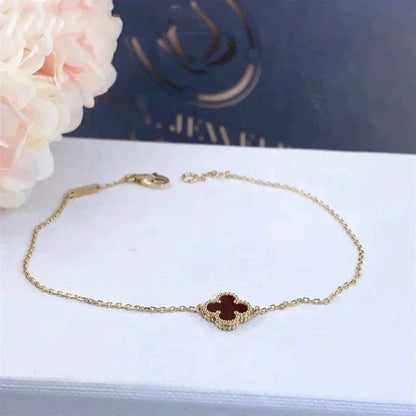 [Love More]CLOVER  CARNELIAN SINGLE FLOWER BRACELET