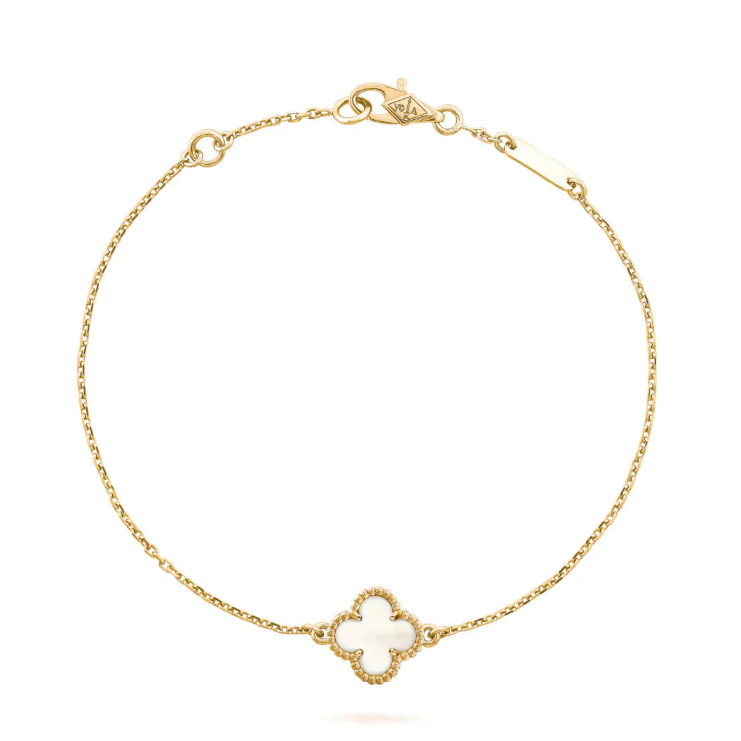 [Love More]CLOVER WHITE MOP SINGLE FLOWER BRACELET