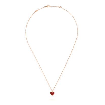 [Love More]SWEET CLOVER CARNELIAN HEART NECKLACE