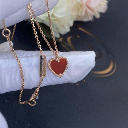 [Love More]SWEET CLOVER CARNELIAN HEART NECKLACE