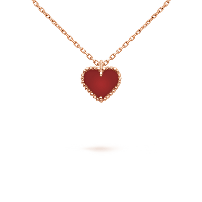 [Love More]SWEET CLOVER CARNELIAN HEART NECKLACE