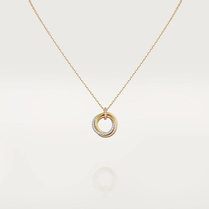 [Love More]TRINITY NECKLACE SILVER GOLD PINK GOLD DIAMONDS