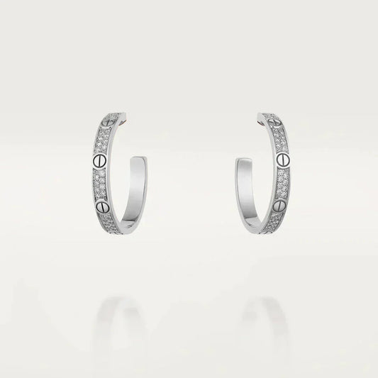 [Love More]LOVE DIAMOND SILVER HOOP EARRINGS