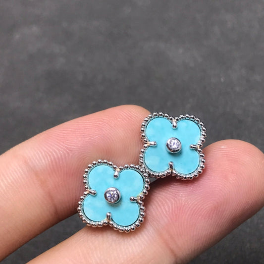 [Love More]CLOVER 1 DIAMOND BLUE SKY SILVER EARRINGS