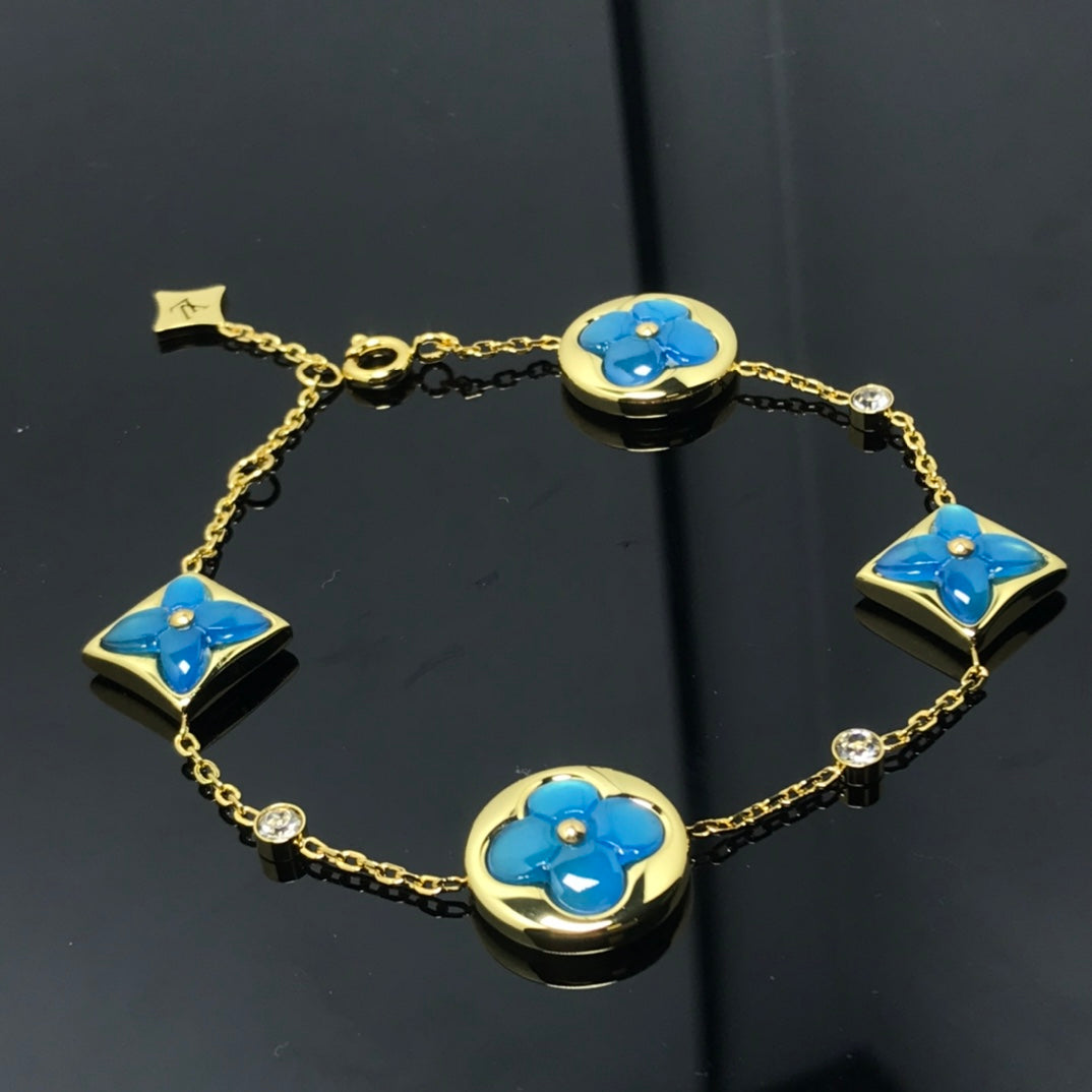 [Love More]STAR AND SUN 4 MOTIF BLUE BRACELET