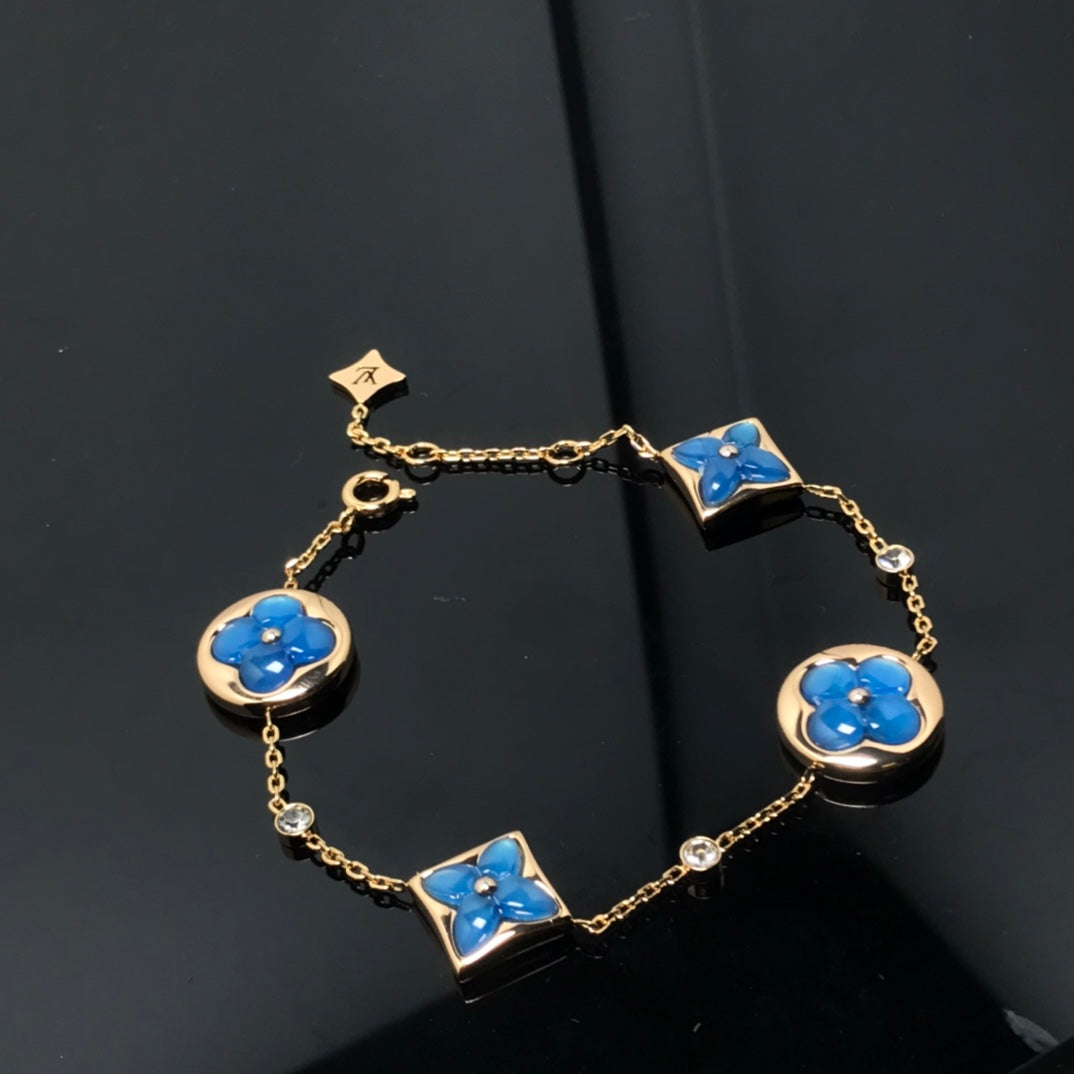 [Love More]STAR AND SUN 4 MOTIF BLUE BRACELET