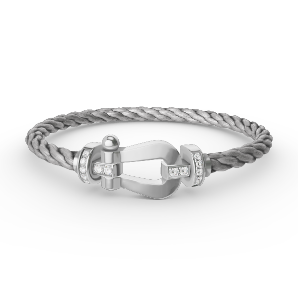 [Love More]FORCE LARGE HORSESHOE HALF DIAMOND BRACELET SILVER