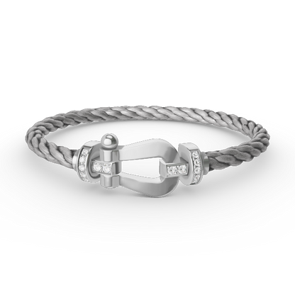 [Love More]FORCE LARGE HORSESHOE HALF DIAMOND BRACELET SILVER