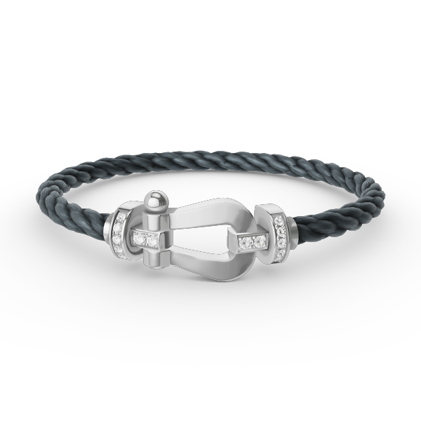 [Love More]FORCE LARGE HORSESHOE HALF DIAMOND BRACELET SILVER