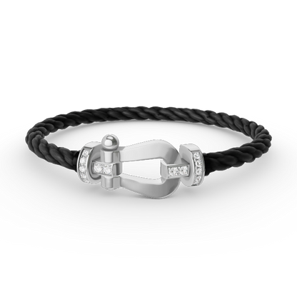 [Love More]FORCE LARGE HORSESHOE HALF DIAMOND BRACELET SILVER