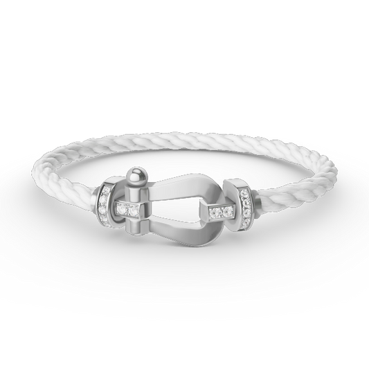 [Love More]FORCE LARGE HORSESHOE HALF DIAMOND BRACELET SILVER