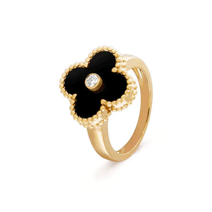 [Love More]CLOVER ONYX RING GOLD DIAMOND