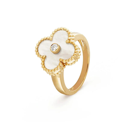 [Love More]CLOVER PINK MOP RING GOLD DIAMOND